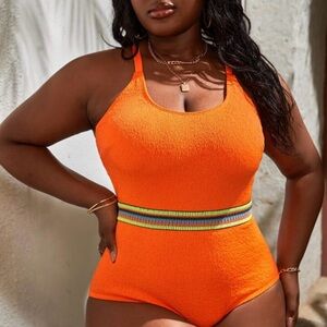 Women's plus size one piece high stretch swim suit